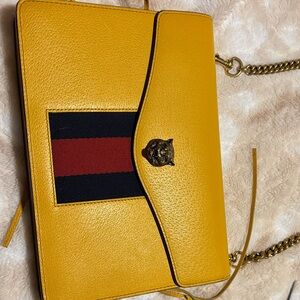 Gucci Yellow Crossbody Bag with Red and Black Stripe
